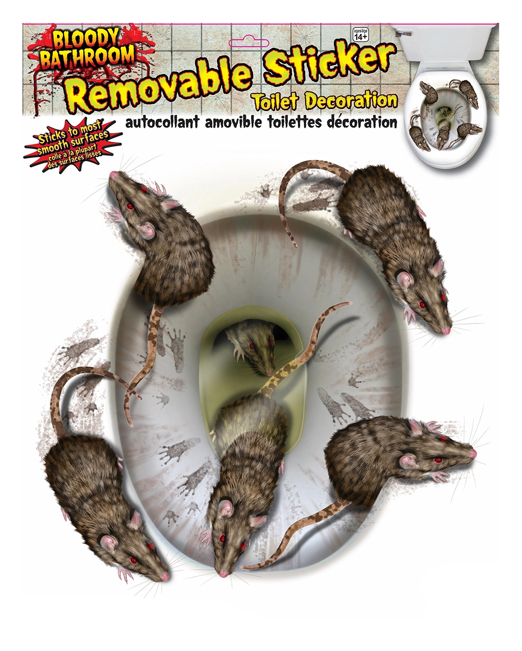 3D Toilettendeckel Sticker Mit Blutigen Ratten 1 3D Toilettendeckel Sticker Mit Blutigen Ratten
