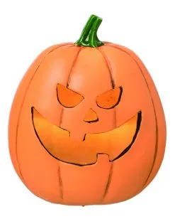 Grinsender Halloween Kürbis Mit LED 16cm -Karneval Universe Verkäufe grinsender led kuerbis aus kunststein light up resin jack o lantern decor halloween kuerbis deko 53047 4