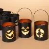 Halloween Metall Laternen Schwarz 11cm 3er Set
