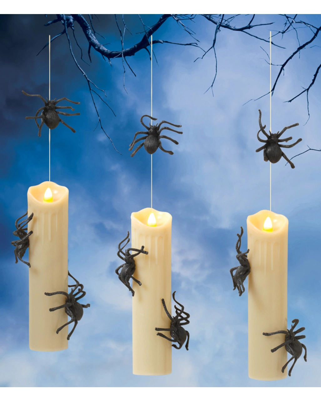 3er Set Schwebende LED Kerzen Mit Spinnen 1 3er Set Schwebende LED Kerzen Mit Spinnen